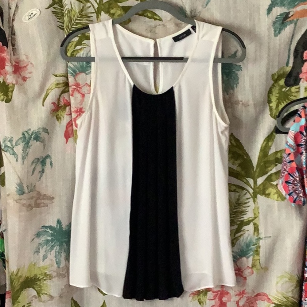 APT 9 blouse sleeveless M black white sheer pretty style. Great with jac…
